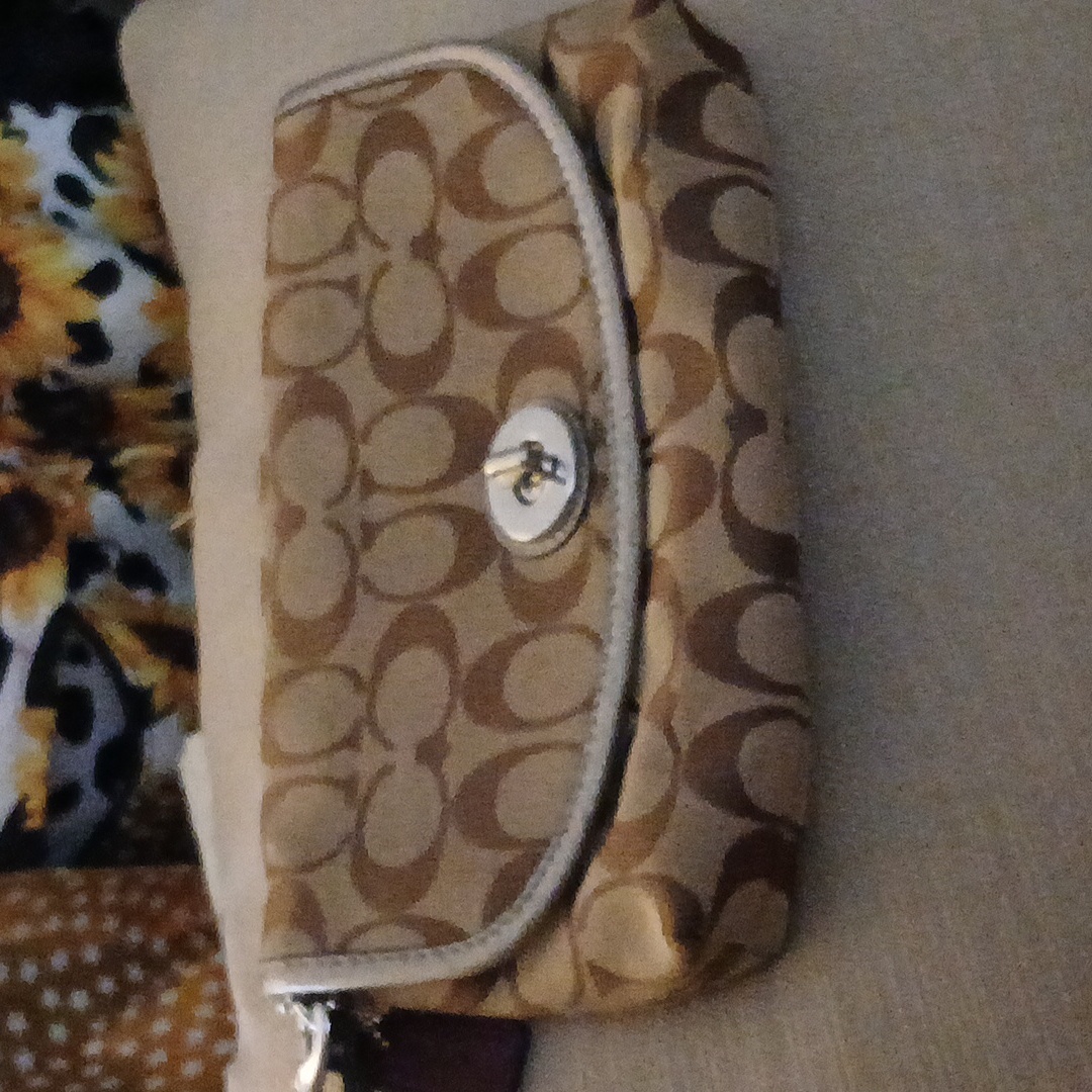 Coach Y2k Canvas Style Clutch Original Print (Khaki) And Twist Lock